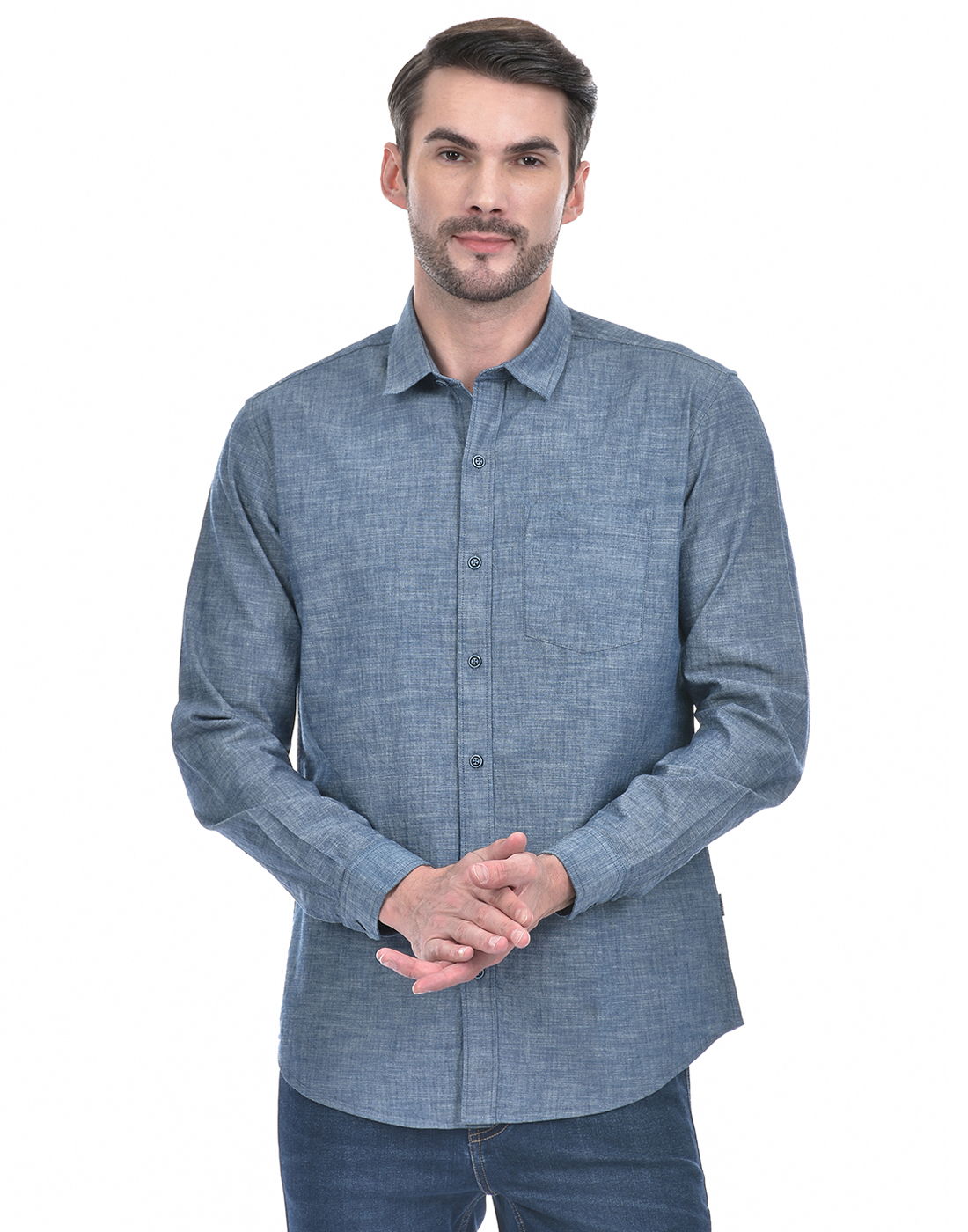 Numero Uno Men Solid Light Blue Shirt